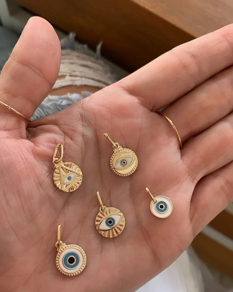 Pingente Olho Grego - Banhado à Ouro / Prata 925 ✩