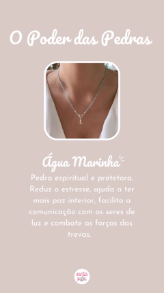 Gargantilha Pedras Naturais Jade Água Marinha c/ Inicial (TEMOS TODAS AS LETRAS DO ALFABETO) - comprar online