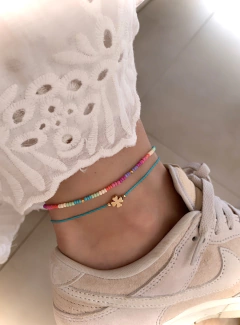 Tornozeleira Macramê Fio de Algodão - Banhada à Ouro / Banhada à Prata ≋⎈