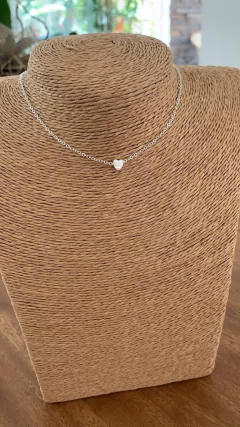 Choker Mini Coração Madrepérola - Banhada à Prata / Banhada à Ouro - Santa Paz Acessórios