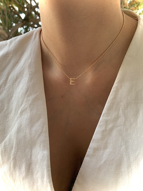 Choker Corrente Bolinhas Diamantadas c/ Letra Lisa - Banhada à Ouro ≋⎈