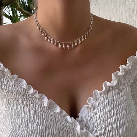 Choker Mini Pérolas de Água Doce - Banhada à Ouro/ Banhada à Prata