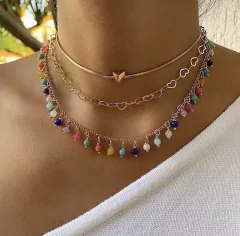 Choker Joy Mix Pedras Naturais 4mm - Banhada à Ouro/ Banhada à Prata - comprar online