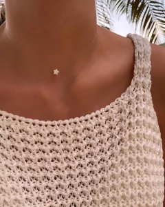 Choker Nylon Mini Estrela Madrepérola - Banhada à Ouro/ Banhada à Prata - comprar online