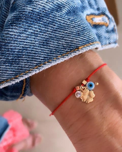 Pulseira Macramê Muska (Amuleto) - Banhada à Ouro / Banhada à Prata ✿