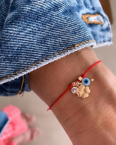 Pulseira Macramê Muska (Amuleto) - Banhada à Ouro / Banhada à Prata ✿