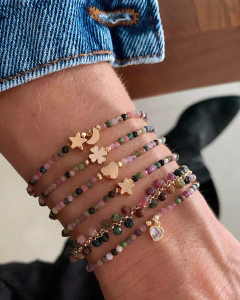 Pulseira Pedras Naturais Turmalina - Banhada à Ouro / Banhada à Prata ✿