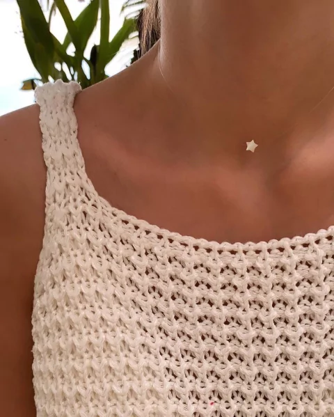 Imagem do Choker Nylon Mini Estrela Madrepérola - Banhada à Ouro/ Banhada à Prata