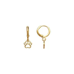 Brinco Mini Argola Patinha Pet - Banhado à Ouro/ Prata 925