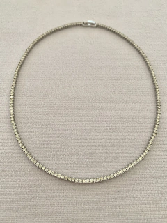 Choker Riviera 3 Pontas Micro Zircônia Amarelo Claro - Banhada à Ródio Branco ✻