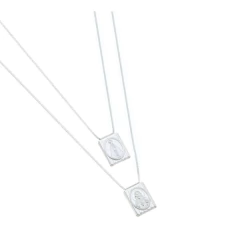 Imagem do Escapulário Deslizante Corrente Veneziana Medalhas Deslizantes Dupla Face - Prata 925 /