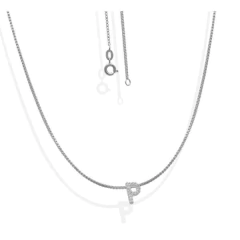 Gargantilha Corrente Veneziana c/ Mini Inicial (Letra) Cravejada Zircônias - Prata 925✩