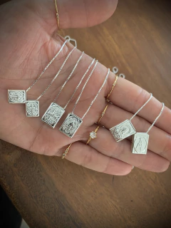 Escapulário Deslizante Corrente Veneziana Medalhas Deslizantes Dupla Face - Prata 925 / - comprar online