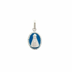 Pingente Medalha Nossa Senhora Aparecida Oval c/ Resina Azul - Banhado à Ouro/ Prata 925 ≋⎈ - comprar online