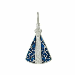 Pingente Nossa Senhora Aparecida Estampada c/ Resina - Banhado à Ouro/ Prata 925 ≋⎈ na internet