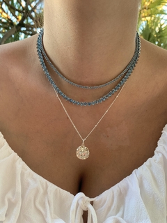 Choker Riviera 3 Pontas Zircônia Blue Jeans - Banhada à Ródio Branco ✻ - comprar online