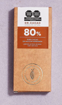 DR. CACAO - CHOCOLATE AL 80% SIN AZUCAR - comprar online