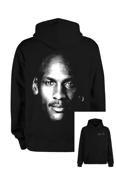 Buzo Hoodie Jordan Face (estampa frente y espalda) (Negro)