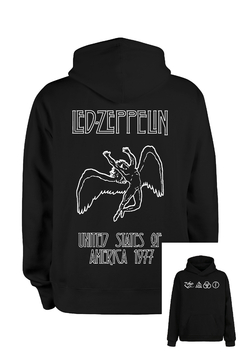Buzo Hoodie Led Zeppelin (estampa frente y espalda) (Negro)