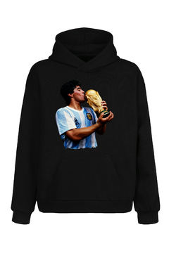 Buzo Hoodie Maradona Besando La Copa (Negro) - comprar online