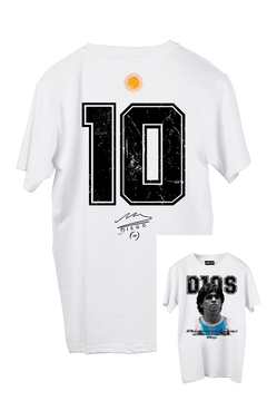 Remera Maradona D10S FRENTE Y ESPALDA (Nevada Negra o Blanca) en internet