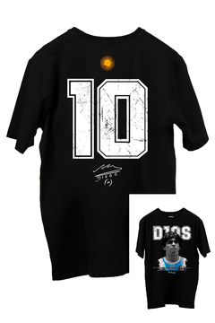 Remera Maradona D10S FRENTE Y ESPALDA (Nevada Negra o Blanca) - comprar online