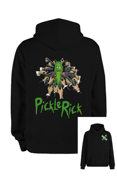 Buzo Hoodie Pickle Rick (estampa frente y espalda) (Negro)