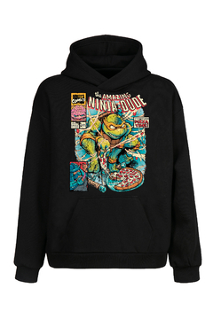 Buzo Hoodie Tortugas Ninja - Pizza Time (Negro)
