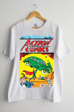 Remera Superman Action Comics (Nevada, Negra o Blanca) - comprar online