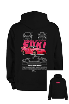 Buzo Hoodie Suki Honda S2000 (Frente y Espalda) (Negro)