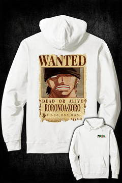 Buzo Hoodie - Roronoa Zoro 2 (FRENTE y ESPALDA) (Off White) - comprar online