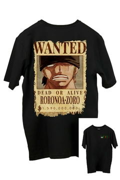 Remera Roronoa Zoro 2 FRENTE Y ESPALDA (Nevada, Negra o Blanca) en internet