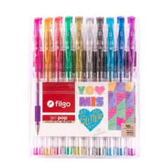 Bolígrafo Filgo x 10 gel pop glitter