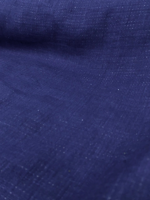 Tecido Linho Puro Pesado Dublado - Azul Escuro