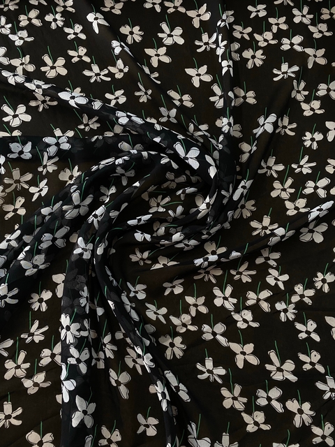 Tecido Georgete De Seda Estampado