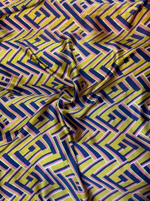 Tecido Cetim De Seda Italiana Estampada