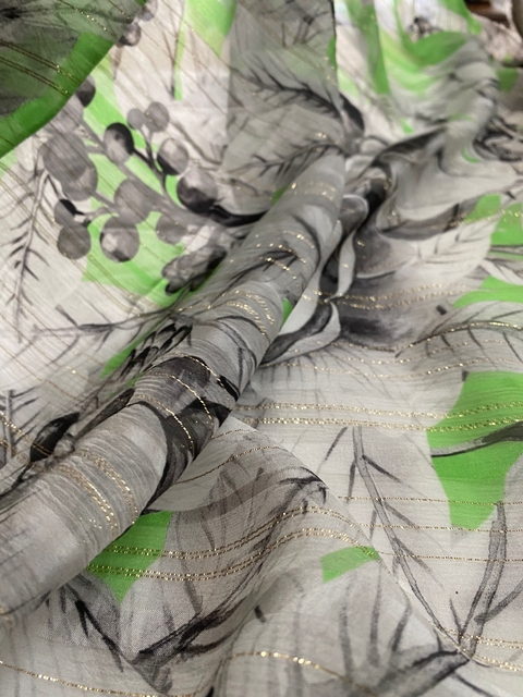 Tecido Chiffon De Seda Estampdo c/ Lurex