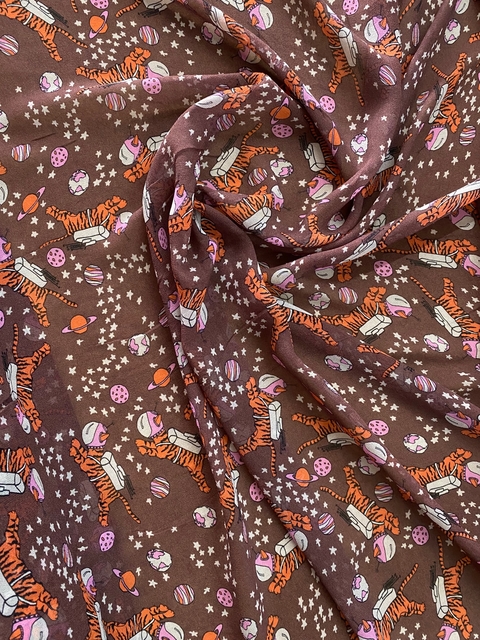 Tecido Georgete De Seda Estampado