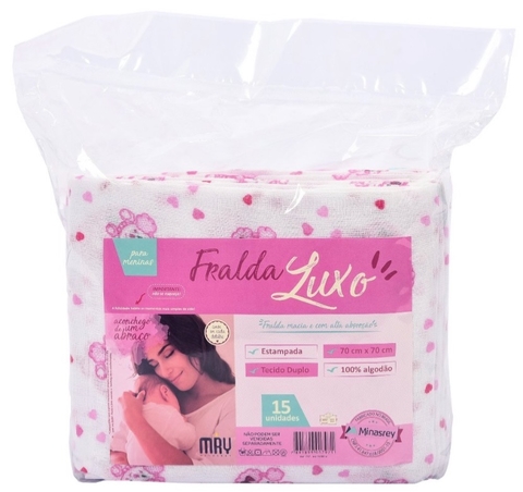 Pacote c/ 5 Fraldas Luxo 70x70cm - Menina