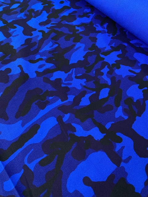 Tecido Lona 100% Algodão - Camuflado Azul
