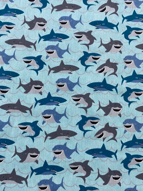Tecido Tricoline Estampado - Tubarão - T92