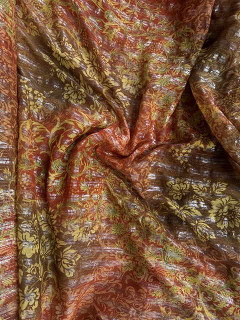 Tecido Chiffon De Seda Estampado c/ Lurex - comprar online