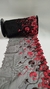 Tul bordado Negro y rojo 17cm