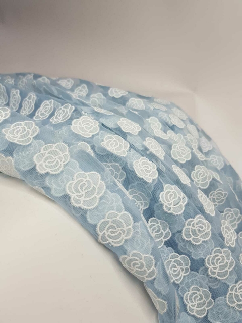 Tul bordado Celeste 1,60m ancho