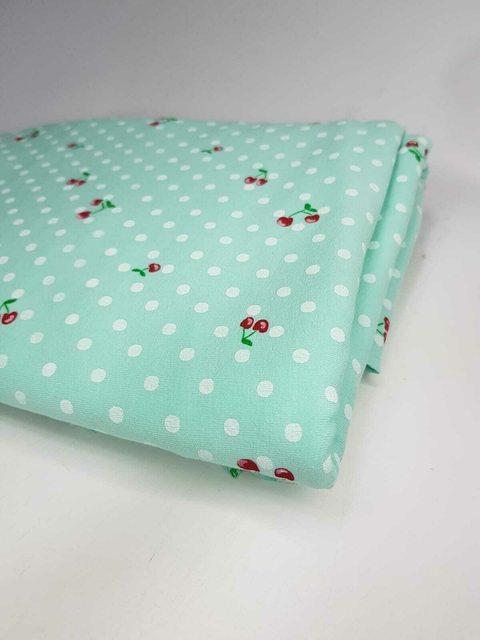 Algodón con lycra estampado Verde agua 1,60m ancho