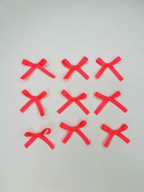 Moños cinta N°0 Cordón de oro Rosa fluo x 10 unidades