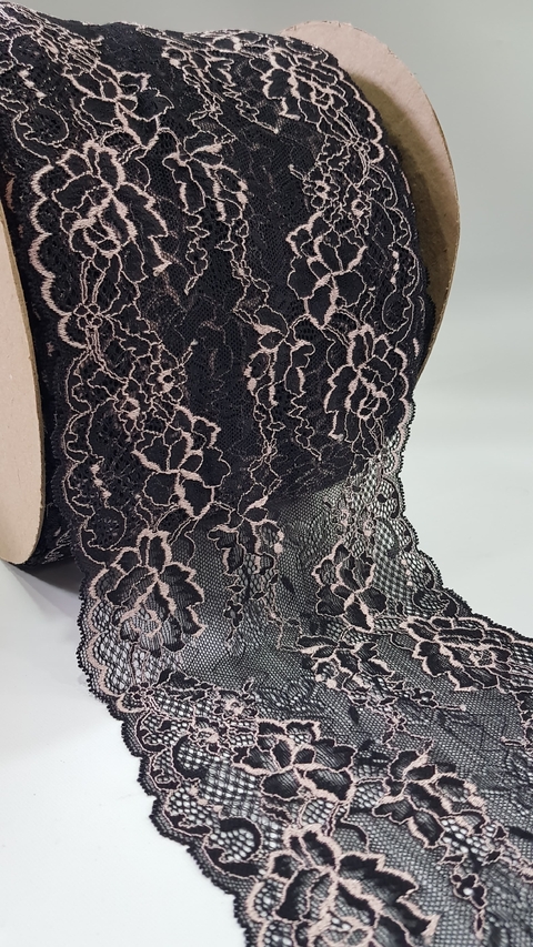 Puntilla Bicolor Negro y rosa 17cm P858