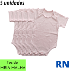 Pacote com 5 Bodys Manga Curta -MEIA MALHA- - Bordados Vila Diva