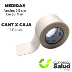Caja cinta de papel hipoalergenica microporosa 2,5 cm x 12 un. - comprar online