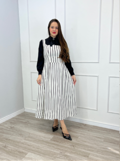 VESTIDO MAX MIDI TRICOLINE LISTRADO